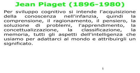 Stadi di sviluppo secondo J. PIAGET .